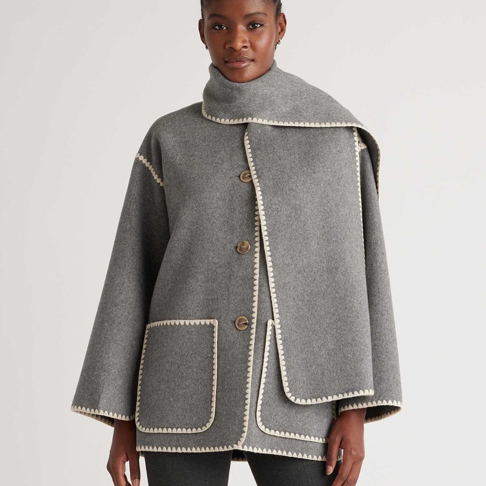 Quince Double-Faced Merino Wool Scarf Coat